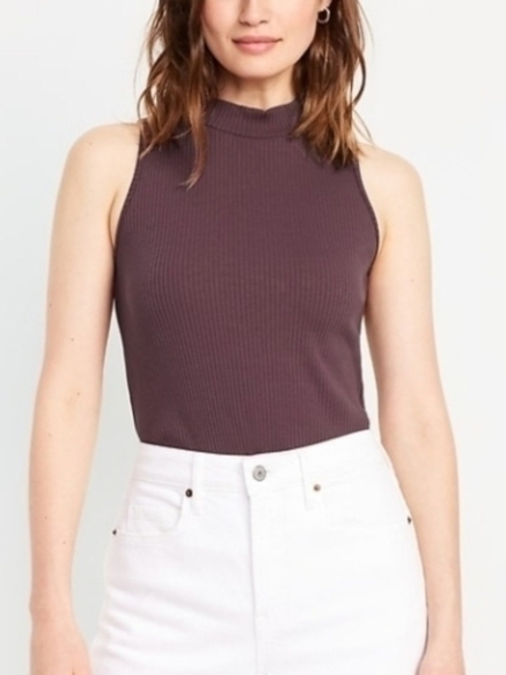 Old Navy Ribbed Mock Neck Sleeveless Tank - Dark Purple
